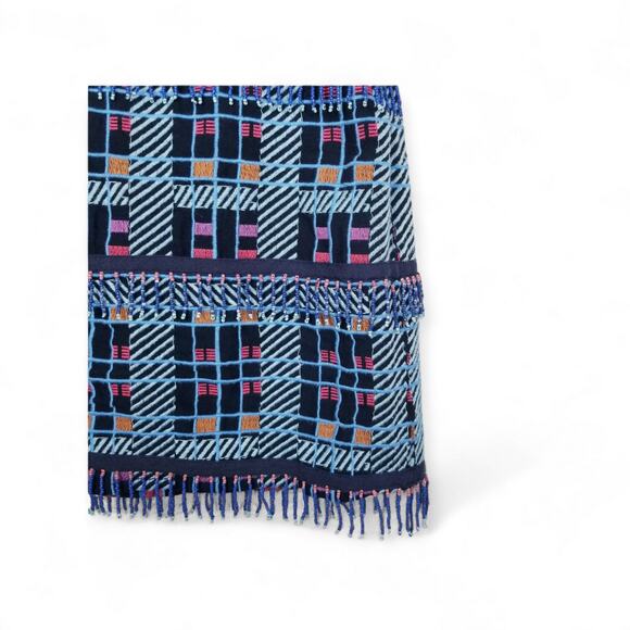 NWT Anthropologie Maeve Beaded Fringe Mini Skirt in Blue Motif - Size 0 - Picture 5 of 8